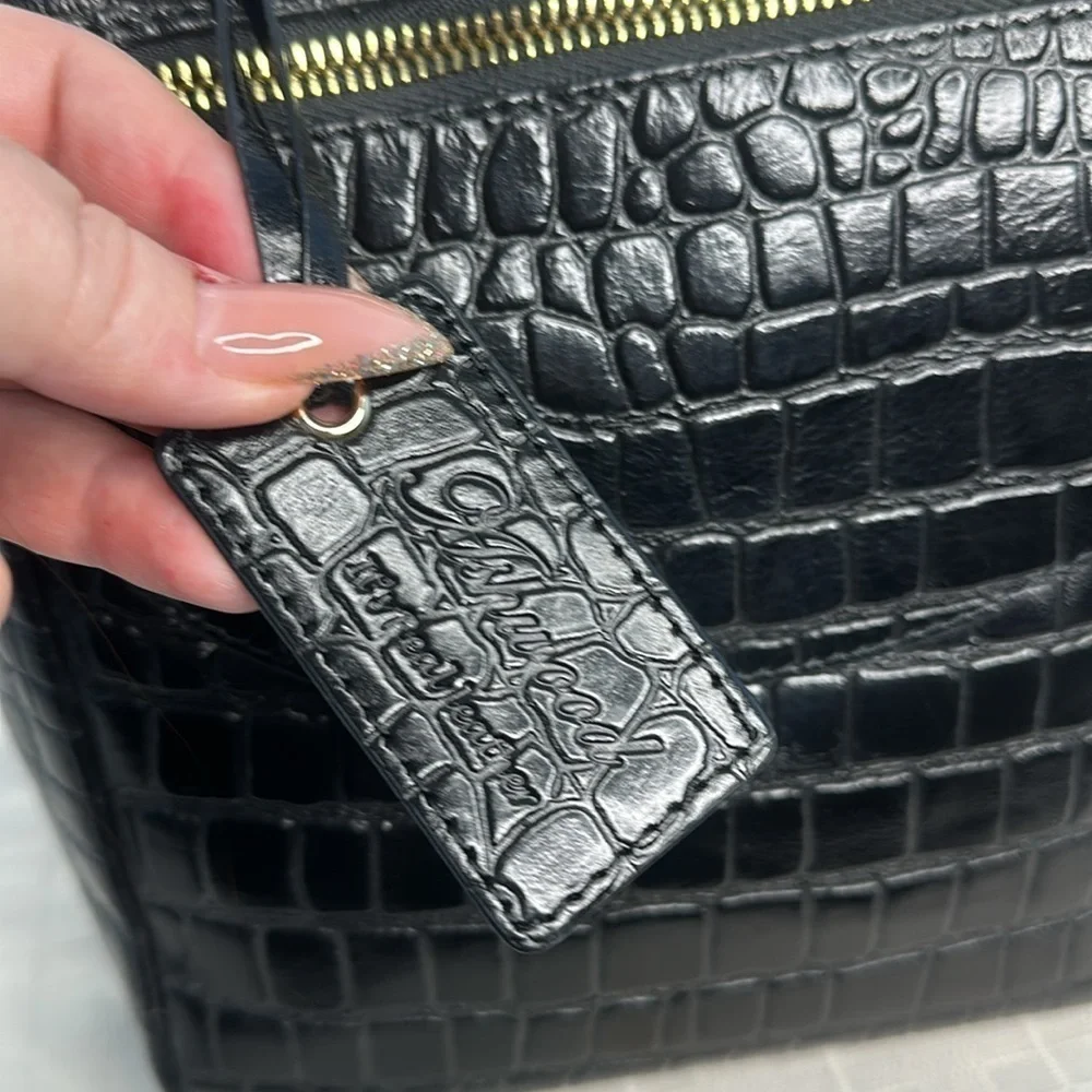 Ashwood Cheltenham Croc Collection mini backpack in black